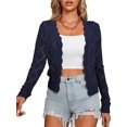 thumbnail image 2 of Women'S Long Sleeve V-Neck Knitted Cardigan Jacket Buttonless Knitted Shawl Sweater Navy Blue XXL, 2 of 8