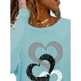 thumbnail image 3 of FASHIONWT Women Printed Loose Button Decoration Tops Pullover Round Neck Long Sleeve T-Shirt, 3 of 4