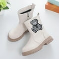 thumbnail image 6 of Cethrio Big Girls Winter Booties Size 2(Big Kids), Non-slip Zipper Thermal School Winter Shoes Beige, 6 of 7