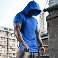 thumbnail image 2 of XIAONU Mens Raglan Sleeve Hooded Tee Fitted Short Sleeve Hooded Pullover Shirt Quickdry Athletic Gym Tees, 2 of 4