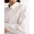thumbnail image 3 of Free Assembly Women’s Button Front Cotton Embroidered Shirt with Long Sleeves, Sizes S-XXXL, 3 of 5