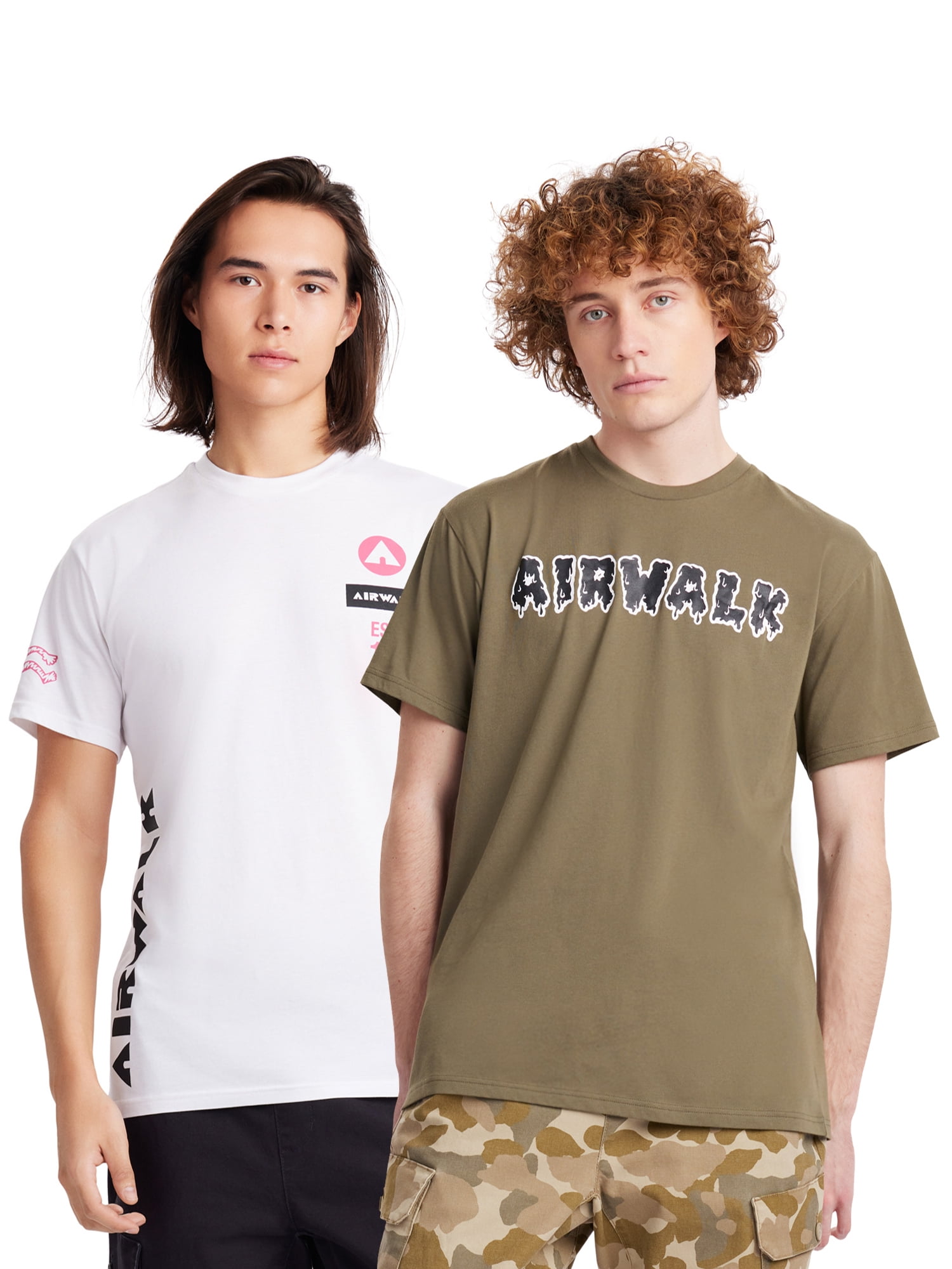 Airwalk Mens & Big Mens Short Sleeve Graphic Tee Shirts, 2-Pack, Sizes ...