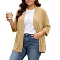 thumbnail image 3 of Elvqul Womens Loose Cardigans Pink Lightweight Sweaters Long Sleeve Fall Winter Plus Size Solid Color Casual Coats for Ladies, 3 of 10