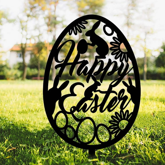 BOBOMOTI Easter Yard Signs Decor Bunny Easter Eggs Yard Stakes for Easter Party Decorations Supplies Clearance