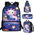 thumbnail image 7 of Yuyamidu Axolotl Backpack for School Girls 8-12 with Lunch Box 4 PCS Starry Sky School Bookbag and Lunch Bag Pencil Case Water Bottle Bag for 3rd Grade Student School Bag Set for Kids, 7 of 7