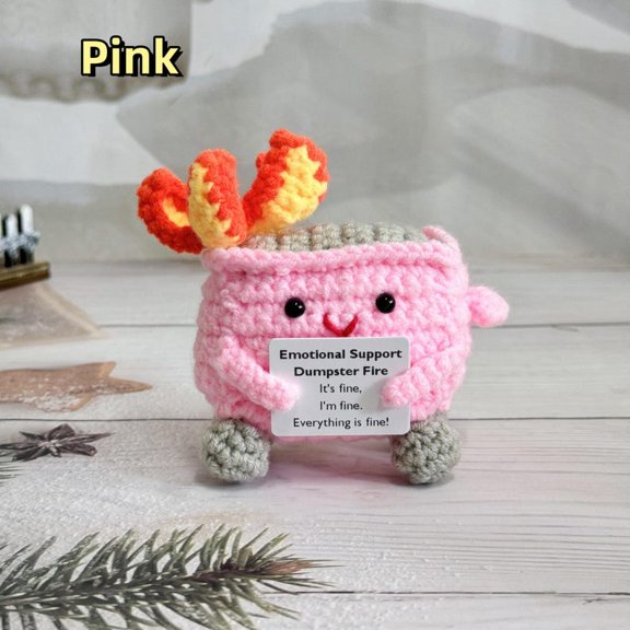 Adorable Crochet Dumpster Fire-Crochet Trash Can Burning-Emotional support Dumpster Fire-Thank you for gifts-Funny Desk Decor