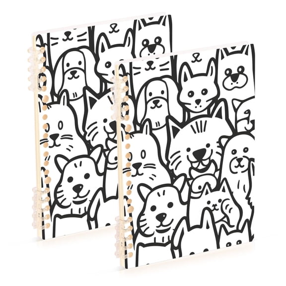 joogoo Spiral Journal Notebook Cute Funny Cat College Ruled Notebooks 8.3" x 5.7" 2 PCs