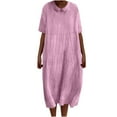 thumbnail image 2 of Hot Days, Bold Styles SMihono Linen Dresses for Women 2025 Casual Summer Cotton Linen Babydoll Dress Short Sleeve Tshirt Sundress Boho Beach Wear Pink S, 2 of 6