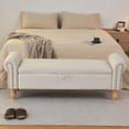 thumbnail image 2 of Dtwnek Storage Ottoman with Wood Legs, Upholstered Storage Bench for Living Room, Entryway, Bedroom, Beige, 2 of 7