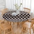 thumbnail image 3 of Colorful Bohemian Tablecloth with Elastic Edging for Round Tables, Floral Print Stretch Cover Fits 52 to 56 Inch, Party Kitchen Decor, 3 of 7
