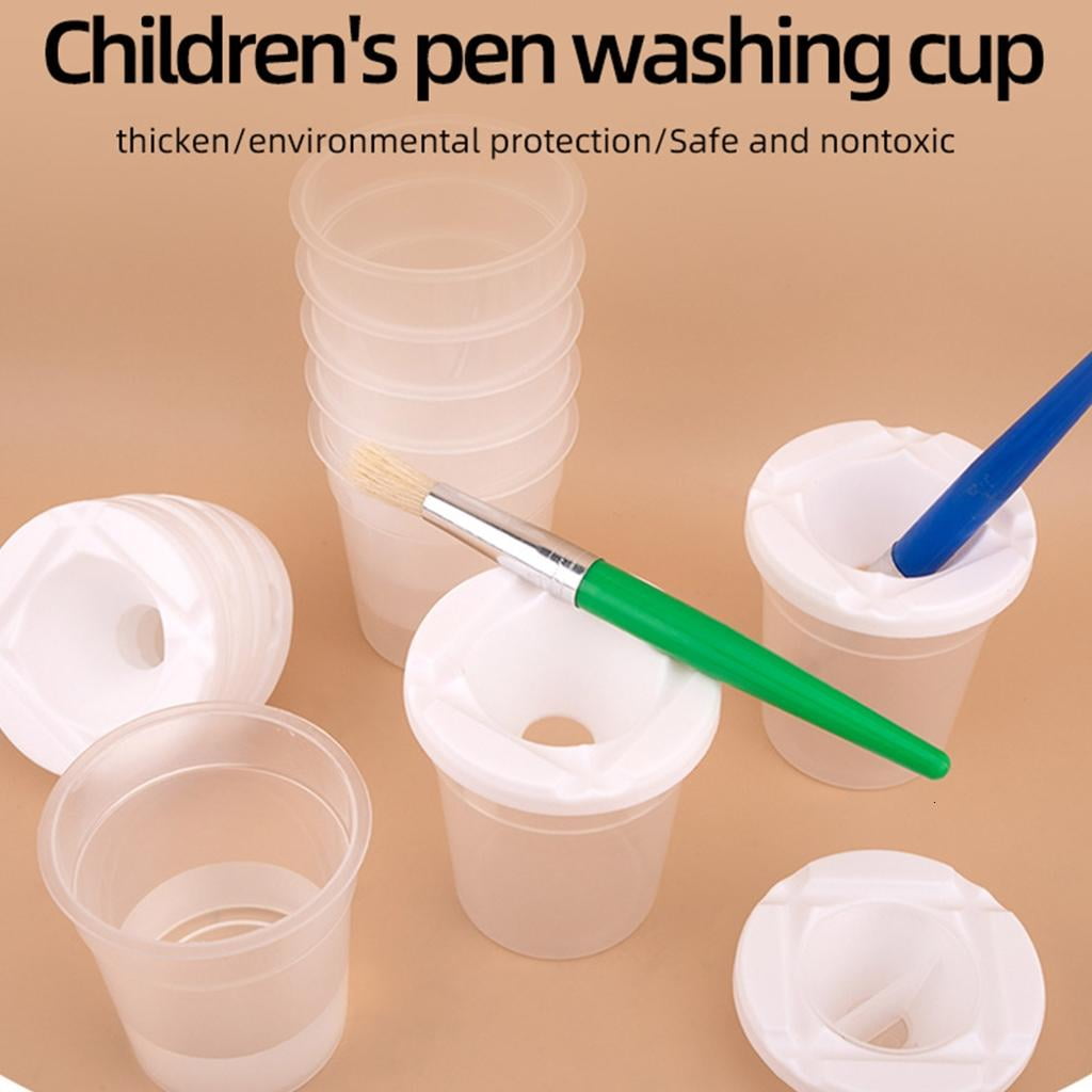 Giaone 12/24Pcs Reusable Plastic Paintbrush Cleaning Cup for Children Art Painting