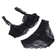 thumbnail image 2 of Bragas de sujetador de encaje para mujer, ultrafinas, ahuecadas, encantadoras, atractivas, transpirables, conjunto de ropa interior negro 80D, 2 of 14