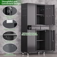 thumbnail image 6 of General Garage Storage Cabinet with Wheels and Doors,71" H Metal Storage Cabinet with Pegboard and 2 Drawers for Garage, Warehouse,Home,Required Assembly,Black and Dark Grey, 6 of 17