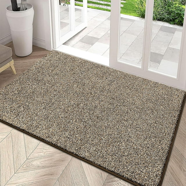 Tapis de Porte Intérieur ”x” Absorbant Résistant à la Saleté Lavable Tapis de Porte d'Entrée Tapis Intérieurs pour Vestibule Antidérapant Tapis de Sol Intérieur Profil Bas Tapis de Porte Tapis d'Entrée Kaki