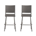 thumbnail image 5 of GZXS Weather-Resistant Wicker Barstools Set of 2, PE Rattan Patio Bar Chairs with Curved Seat and Footrest, 29" Bar Height Stools for Backyard, Balcony or Poolside, Gray, 5 of 9