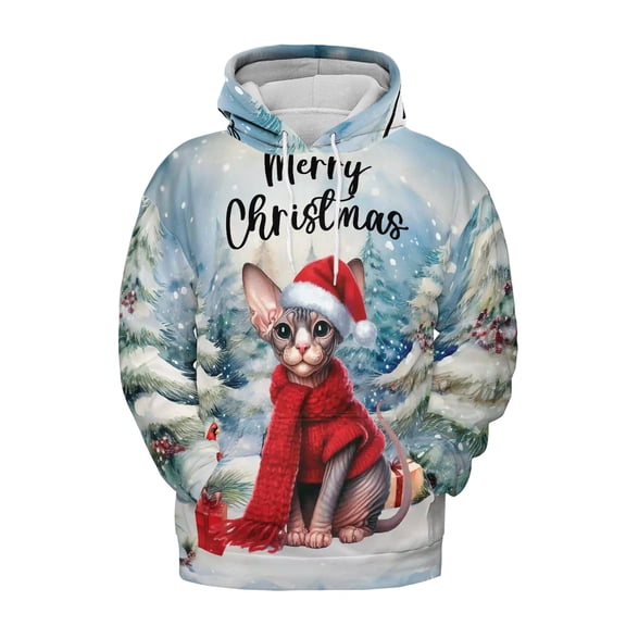 Merry Christmas Sphynx Enjoys Catmas Winter Xmas Holiday All Over Print 3D Hoodie Unisex Merch Hoodies Cat Lover Kitten Owner Gifts Idea - 02022