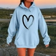 thumbnail image 2 of Htigea Heart Graphic Hoodies for Women Oversized Hooded Sweatshirts Fleece Long Sleeve Pullover Kangaroo Pocket Tops Light Blue S, 2 of 4