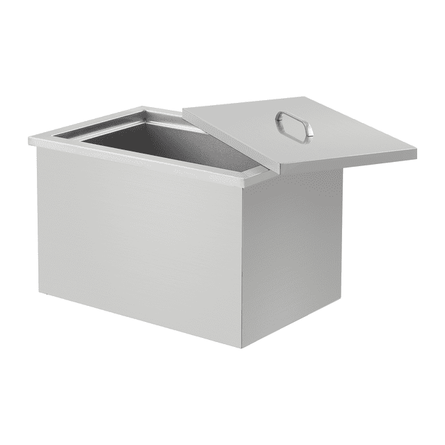 QinaQin Stainless Steel Drop In Ice Chest, Commercial Ice Cooler with Hinged Cover for Outdoor Kitchen or Bar