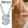 thumbnail image 2 of Collar inicial de plata esterlina Silvora con circonita cúbica letra S colgante para niñas adolescentes, 2 of 8