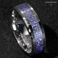 thumbnail image 4 of Tungsten Rings for Men Wedding Bands for Him 8mm Clockwork Gears Blue Carbon Fiber, 4 of 6