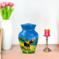 thumbnail image 7 of JAGASY Moose Urn for Ashes for Women, Blue Small Urns for Human Ashes Keepsake, Forest Decorative Urns for Parents, Yellow Flowers Cremation Urn for Mom & Dad, (3 Inch), 7 of 7