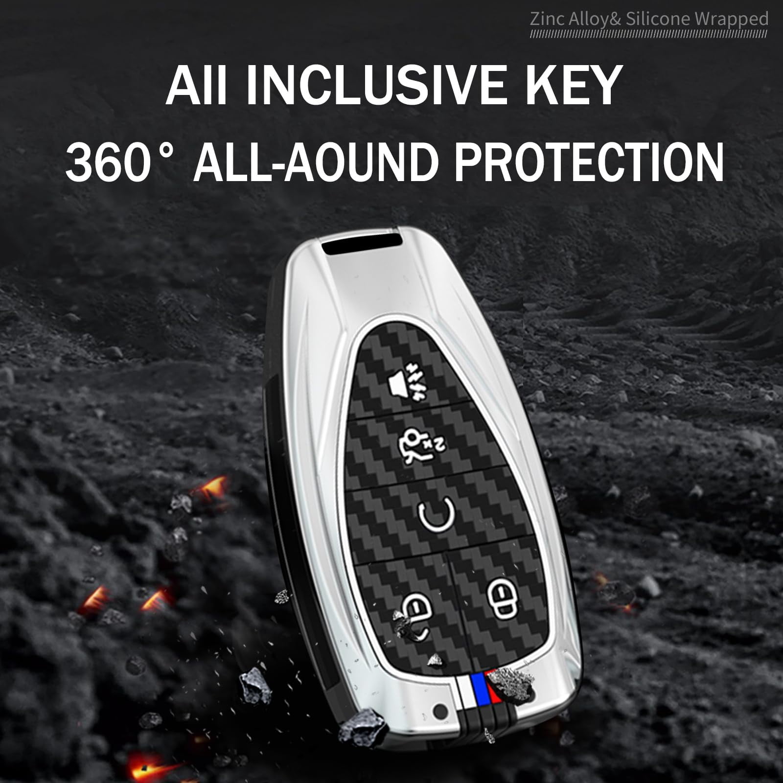 Car Key Shell with Fluorescent Stripes Compatible with Chevrolet 5-Button Key Fob Holder Antiscratched Key Cover for Onix Equino Orlando Cruze Spark Sonic Camaro 2016-up