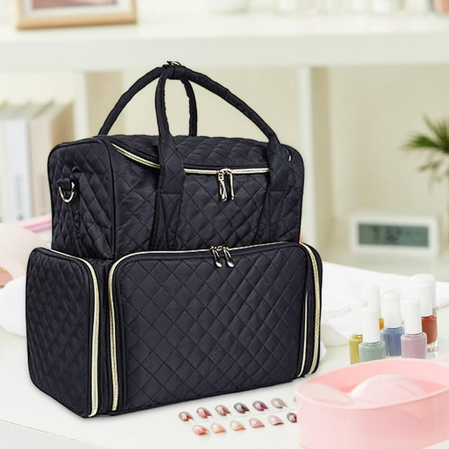 Estuche organizador de esmalte de uñas Salvador negro con capacidad para 80 botellas
