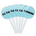 thumbnail image 1 of Corrine Cupcake Picks Toppers - Set of 6 - Blue Speckles, 1 of 1