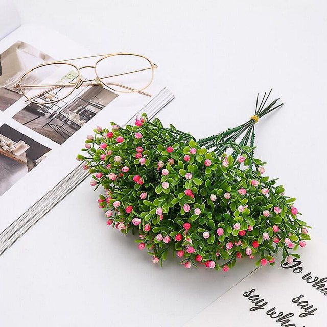Simulación Gypsophila Milanese Gránulos Plástico Flores Artificiales Sala Dormitorio Decoración Plantas Verdes Flores Decorativas En Maceta (Rosa)