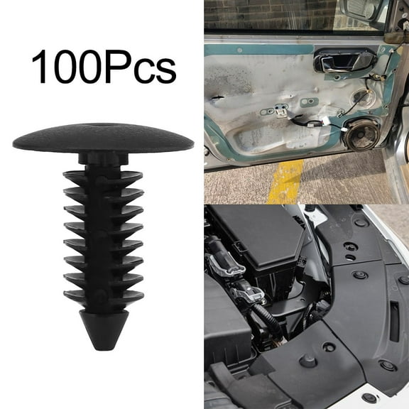 100pcs Car Interior Rivets Screws Fastener Plastic Clips 7.8mm Plastic Black Fastener Retainer Clips Auto Accessories