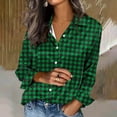 thumbnail image 6 of Bixock Summer Women's Tops Long Sleeve Shirts for Women Plaid Print Satin Button Down Shirts for Women Collar Casual Dressy Blouse Tops, 6 of 6