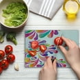 thumbnail image 4 of Rainbow Cutting Board, Floral Themed Design Curvy Colorful Background Nature Inspired Illustration Art, Decorative Tempered Glass Cutting and Serving Board, Small Size, Multicolor, by Ambesonne, 4 of 5
