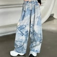 thumbnail image 4 of SGFCWSX Toddler Girls Long Pants Side Pockets Graphic Pattern Wide Leg Girls Outwear Blue, 4 of 9