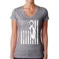 thumbnail image 1 of Awkward Styles Women's Lung Cancer Awareness V-neck T-shirt White Ribbon, 1 of 4