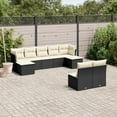 thumbnail image 1 of vidaXL 9 Piece Garden Sofa Set with Cushions Black Poly Rattan, 1 of 5