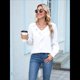 thumbnail image 4 of Blusa Informal Elegante para Mujer, de Larga, con Cuello en V y Volantes, para el Trabajo, 2025 M, 4 of 10