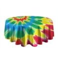 thumbnail image 5 of Colorful Tie Dye Mandala Pattern Round Tablecloth 60"x60",Wrinkle Wipeable Table Cloth for Kitchen Dining Room Picnic Patio Party, 5 of 6