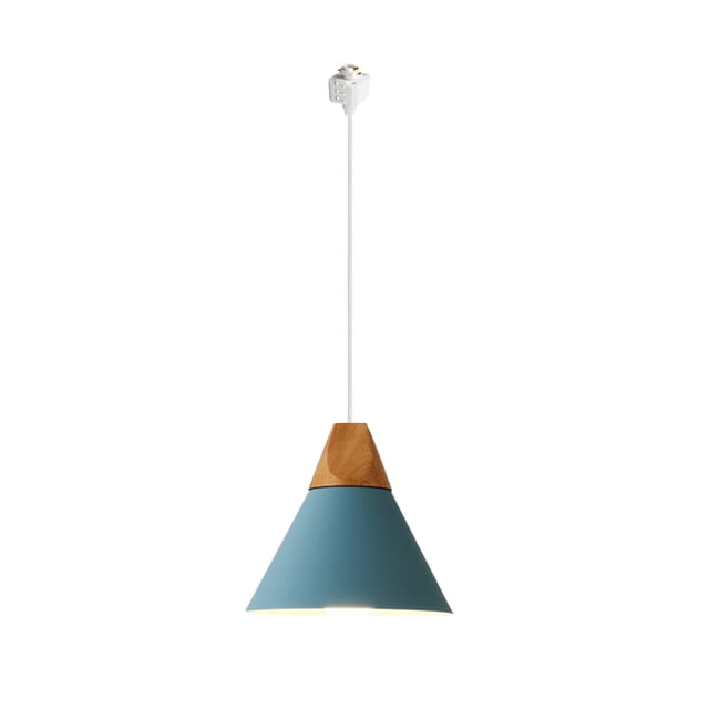 FSLiving H-Style Track Mount Pendant Fixture Scandinavian Style Pendant Lights for Kitchen Hanging Lamp Modern Wood and Aluminium Light Customizable,Blue - 1 Light