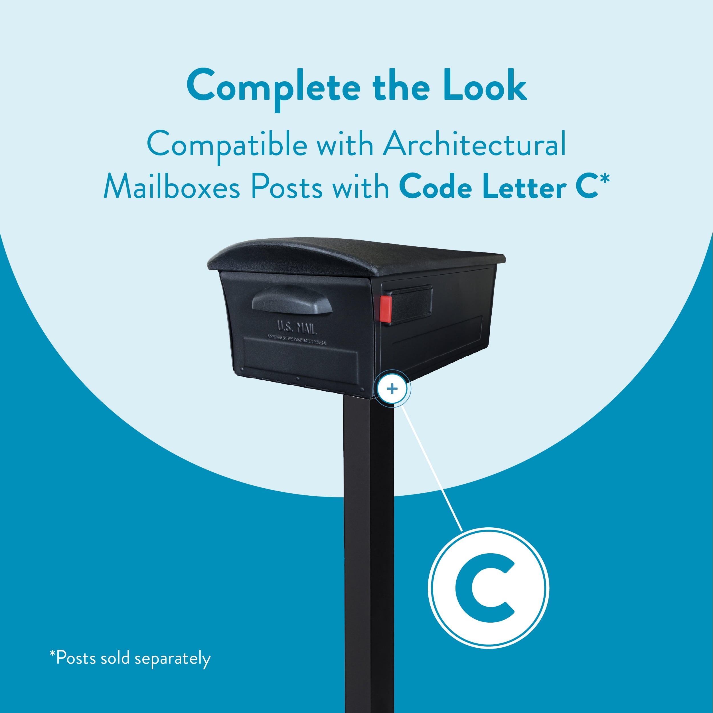Architectural Mailboxes Mailsafe Locking, Plastic, Large, Post-Mount Mailbox in Black