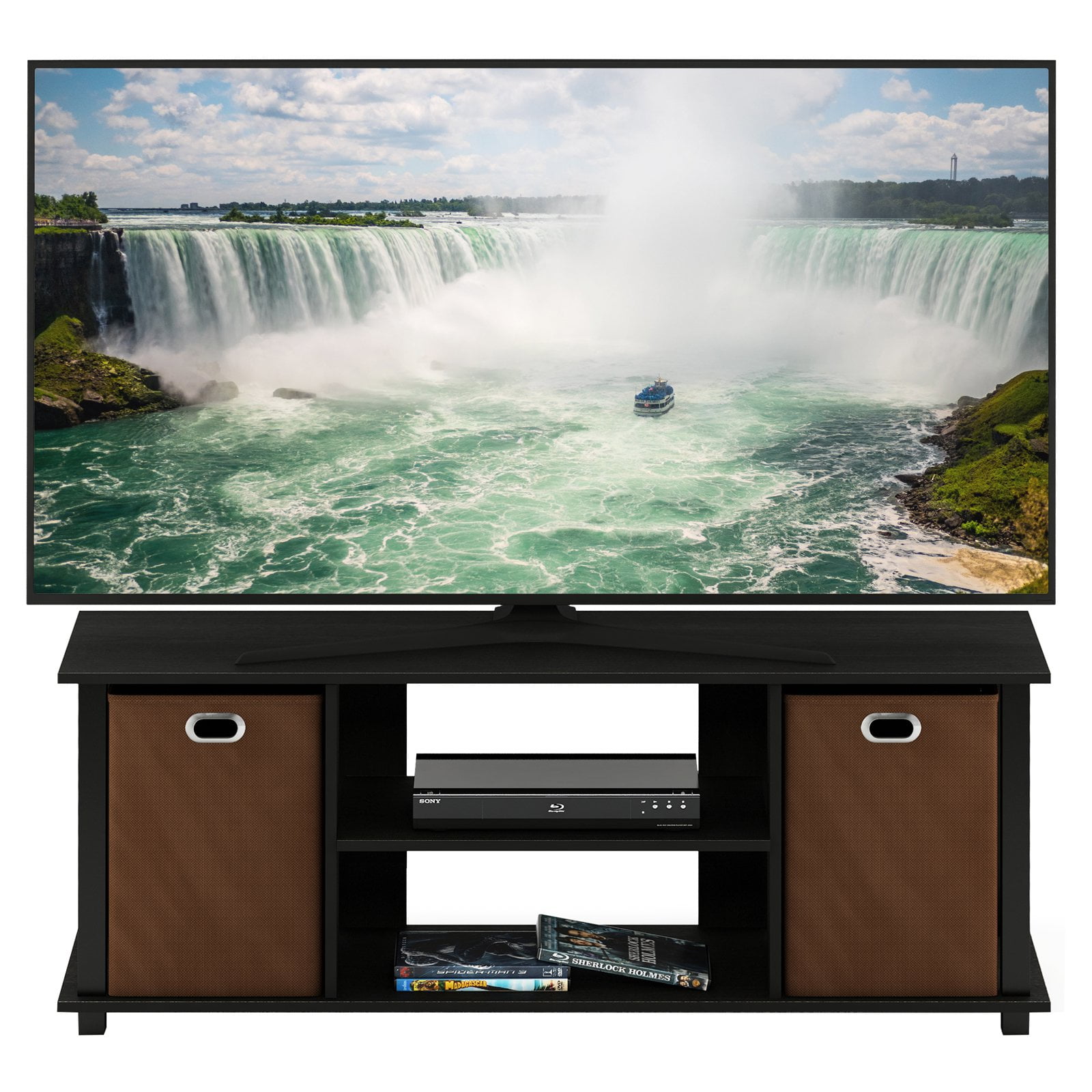 Furinno Econ TV Stand with Storage Bins - Walmart.com