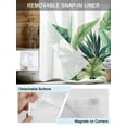 thumbnail image 3 of No Hook Cloth Fabric Shower Curtain with Snap in Liner, Green Leaves Waterproof Shower Curtains Set with See Through Top Window, Rustic Summer Botanical Tropical Plants Bath Curtains Shower 60"x72", 3 of 6
