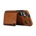 thumbnail image 3 of Wallet Case for Samsung Galaxy A13 5G, with Wrist Strap 360 Rotating Finger Ring Flip Zipper PU Leather Stand Card Slots Shockproof Drop Protective Phone Cover Girls Women Magnetic Buckle, Brown, 3 of 7