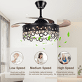thumbnail image 4 of AFANQI 42" Black Modern Fandelier Ceiling Fan with Light Remote, Retractable Bluetooth Ceiling Fan with 7 Colors Silent Motor Crystal Chandelier, 4 of 16