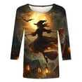 thumbnail image 5 of yoeyez 3/4 Length Sleeve Womens Tops Fall Winter Casual Cute Ghost Face Tunic Tops for Halloween Casual Fitted Tees Tops Multicolor,XXXL, 5 of 6