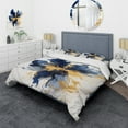 thumbnail image 1 of Designart "Strokes in Dark Blue and Gold I" Fractals Bedding Covert Set - Abstract Blue Modern Bed Set With 2 Shams, 1 of 6