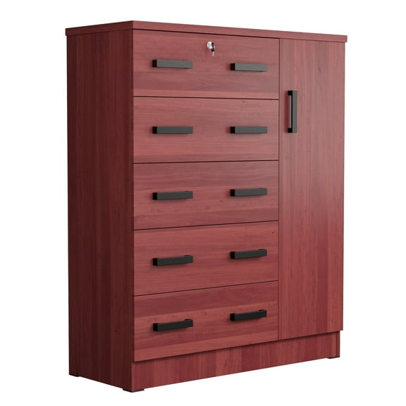 Woodpeckers Furniture and Mattress Furniture Chest & Closet Combo - Tall Gentleman's Chest, Mahogany-Color:Mahogany,Material:Wood