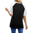 thumbnail image 4 of DPTALR Women's Spring & Summer Casual Fashion Raglan Sleeve Color Block Short Sleeve Top,White,Size L, 4 of 8