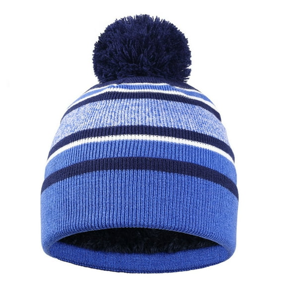 ZACPNCV Kids Winter Plush Hat Warm Knit Hairball Thick Ski Head Cap For Girls Boys Blue