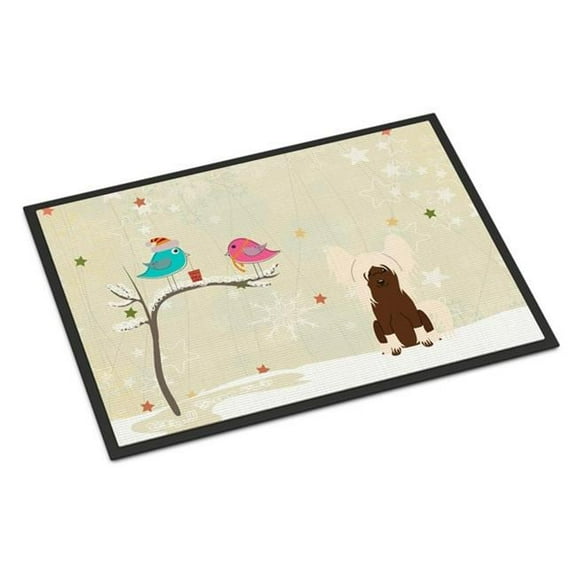 Carolines Treasures BB2585JMAT Christmas Presents Between Friends Chinese Crested Cream Indoor or Outdoor Mat, 24 x 0.25 x 36 in.