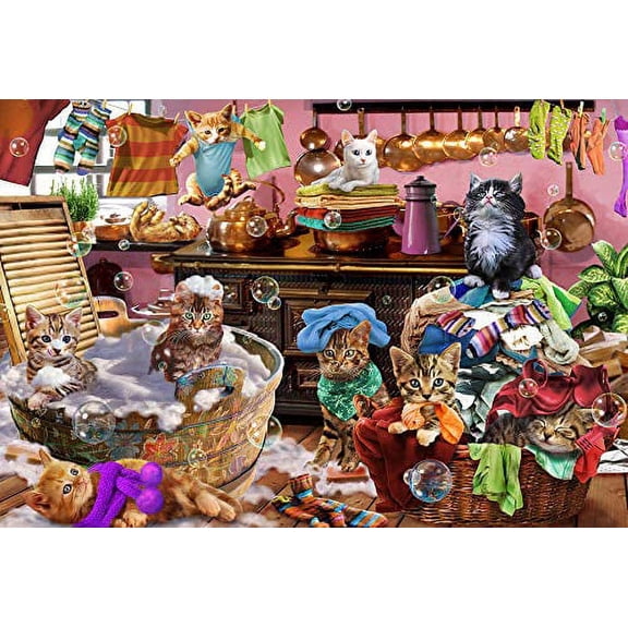 Kittens in The Kitchen Jigsaw Puzzle 100 Piece - Large Pieces for Easy Handling - by Vermont Christmas Company